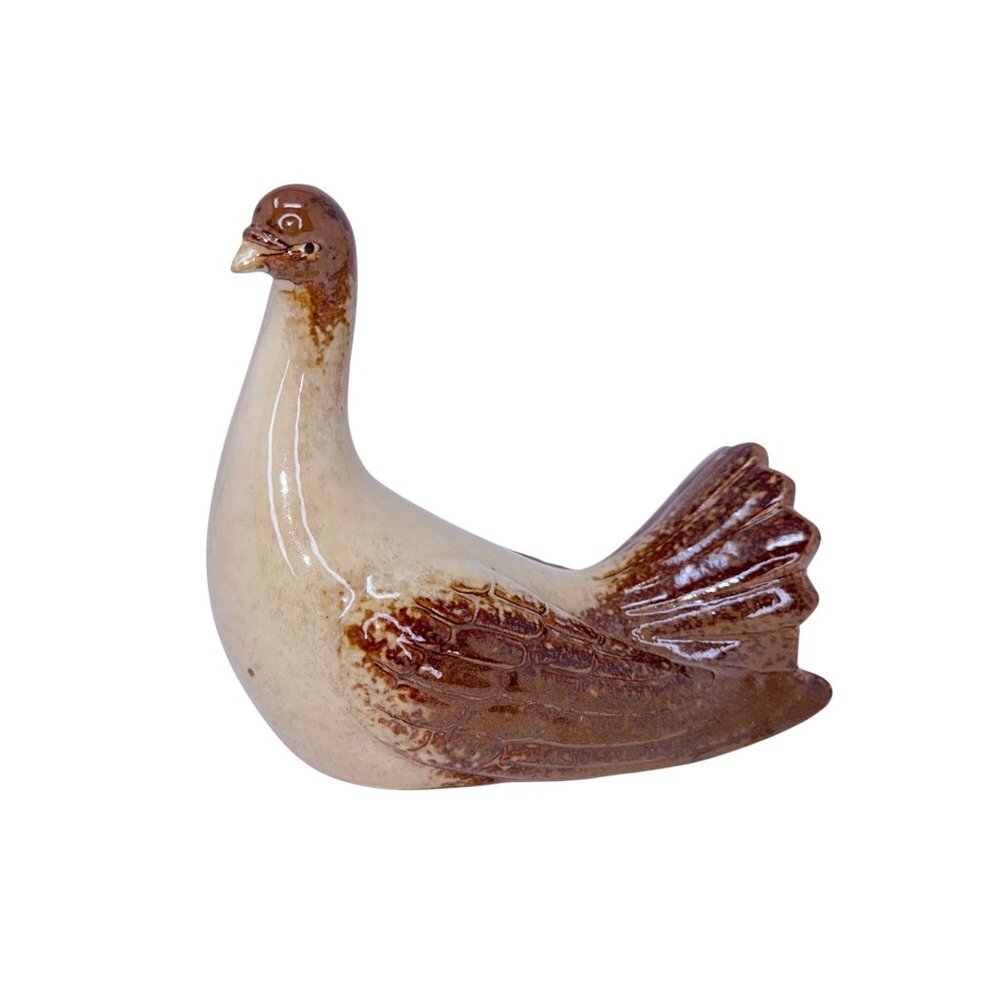 Mid Century Brown Glazed Pottery Dove Figurine Vintage Decor - Picture 3 of 10